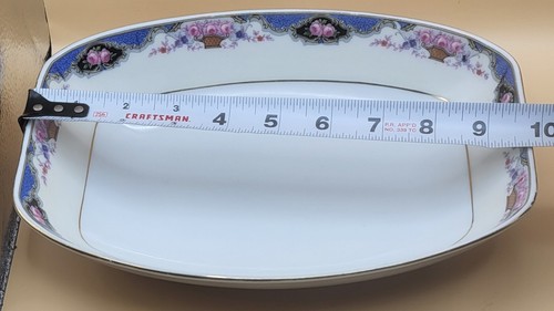 Vintage Edelstein Bavaria Oval Serving Bowl 9 3/4" Pink Flowers - Picture 5 of 14
