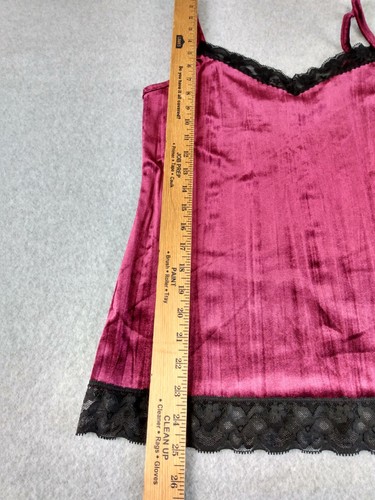 No Boundaries Women Velvet Cami Large Burgundy Black Lace Coquette Y2K Soft Glam - Picture 10 of 11