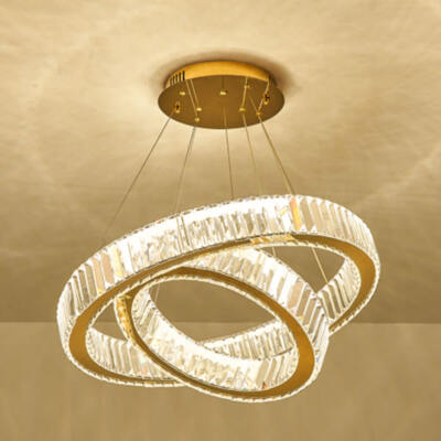 Moderne Ringe LED Glas Kronleuchter Gold Deckenleuchten Leuchten verstellbare Kordel