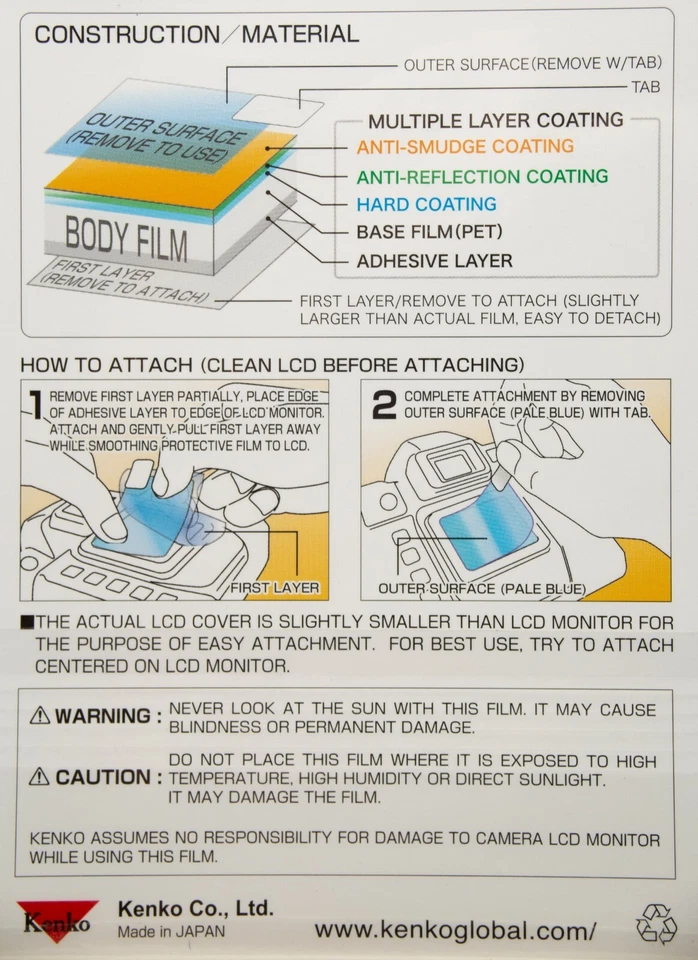 Kenko LCD Monitor Protection Film for Canon EOS Rebel Xs Camera Screen Protector - Image 4 of 4