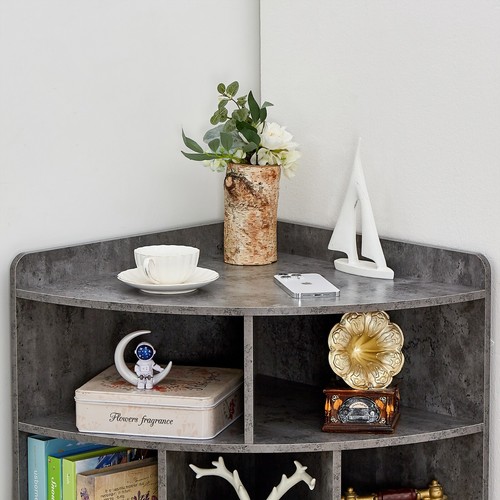 3-Tier Storage Corner Cabinet w/ Charing Station Triangle Wooden Storage Cabinet - Picture 38 of 38