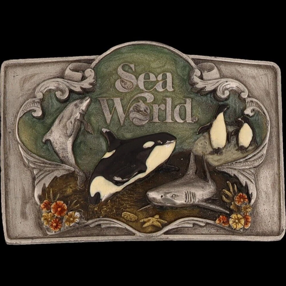 Nos Sea World Parque de Atracciones Shamu Ballena Asesina Delfín Hebilla de Cinturón De Colección Foto 3 de 4