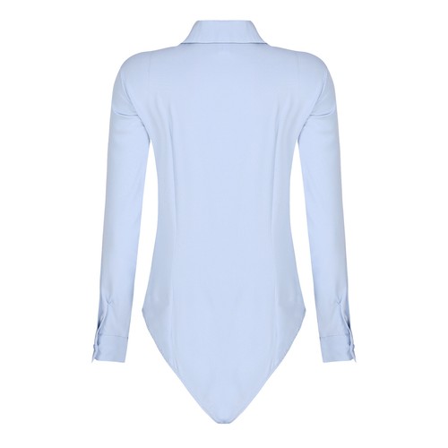 Womens Bodysuit Long Sleeve Shirt Button Down Leotard Slim Fit Jumpsuit Solid - Picture 34 of 55
