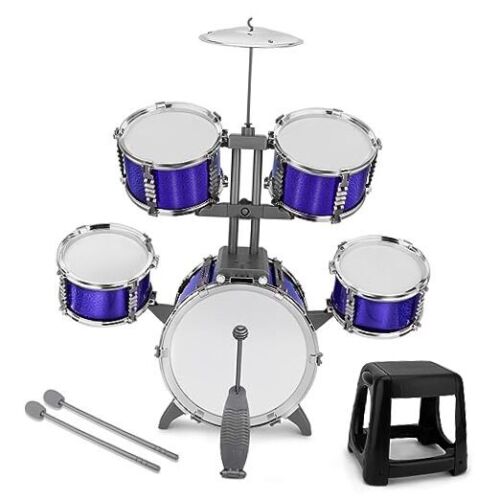 Kids Drum Set 5 Piece Toddlers Jazz Drum Kit with Stool Musical Style B - Picture 1 of 7