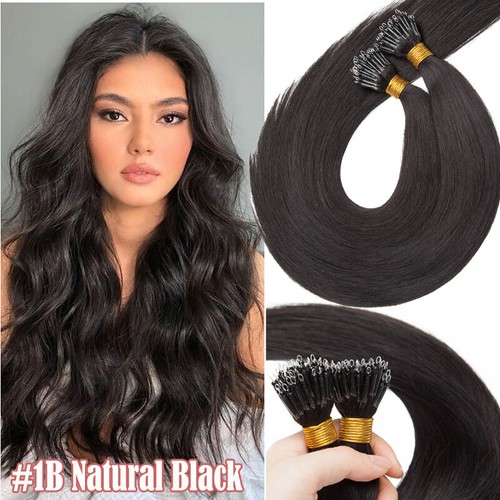 100g Nano Ring I Tip Micro Beads Loop Remy Human Hair Extensions THICK 16-24inch - Picture 26 of 45