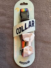 LGBTQ Dog Collar  Doghaus  Rainbow Pride removable Bow Tie M Medium