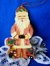 Vintage Santa Ornament 5 1/4" Tall 3 1/4" Wide