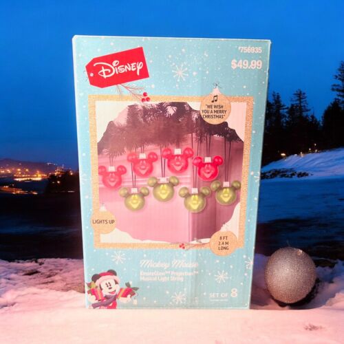 Disney Christmas Mickey Mouse Singing Projection 8 Ct Musical Light String Video