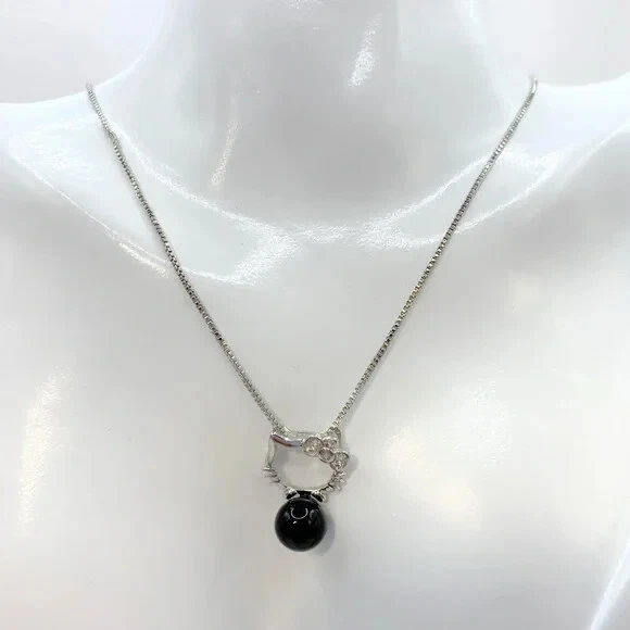 Hello Kitty Set in 925 Sterling silver Stamped Necklace and Earrings. - Image 2 of 4