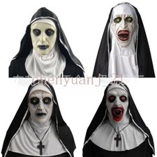 The Nun Mask Scary Halloween Cosplay Full Face Costume Horror Creepy Party Prop