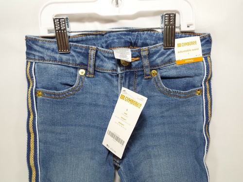 Gymboree Girls Denim Adjustable Waist Skinny Jeans with Gold Side Stripe - Picture 2 of 4