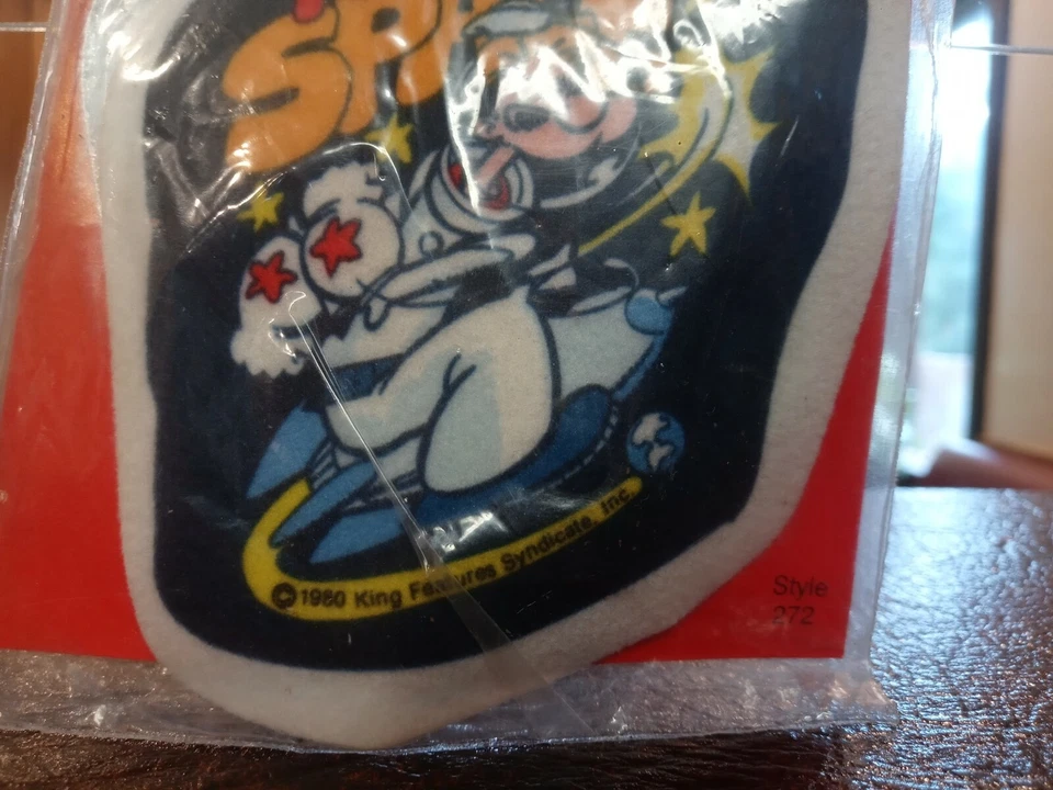 Parche para coser Popeye in Space Pentapco 1980 sin usar, en paquete Foto 3 de 4