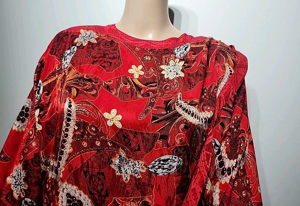 Vestido Midi De Colección Años 80 Diane Freis Original Seda Rojo Estampado Floral Talla Moderno S/M Foto 2 de 4