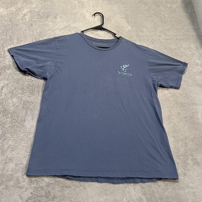 Simms Fishing Products Shirt Mens XL Blue Fish Logo Graphic Tee T-Shirt