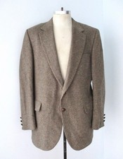 Vtg 80s Redwood  Ross check tweed 100 camel hair brown blazer prof jacket 44
