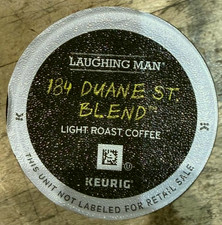 96/PACK Laughing Man 184 Duane St. Blend Light Roast K-Cups PODS BULK PACKAGING