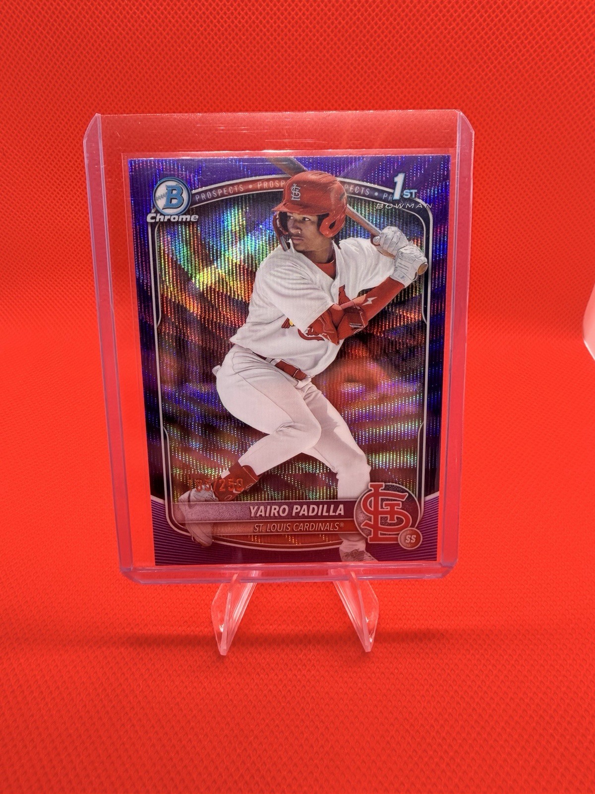 2025 Bowman Chrome  Prospects Yairo Padilla #BCP-236 Purple Wave Refractor /250