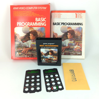Basic Programming Atari 2600 Boxed Complete w manual & Keyboard Overlays Tested