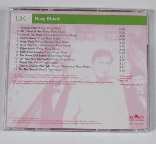 Roxy Music - Self Titled CD USED BMG Music Publishing UK Sampler Promo - Imagen 2 de 2