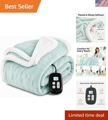 Electric Heated Blanket Full Size 72'' x 84'', Soft Flannel Heating Blanket for...