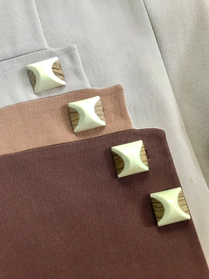 Vintage Art Deco Celluloid & Wood Buttons and Buckle Set - Sewing Supply - Image 3 of 4