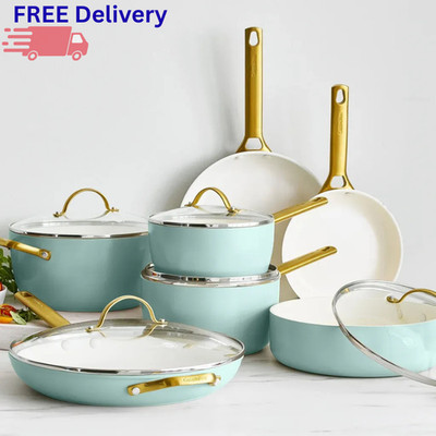 GreenPan Reserve 12-Piece Cookware Set Ceramic Nonstick PFAS-Free Gold Tone New