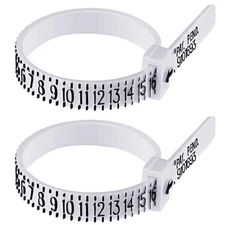 2-Pack Ring Sizer Measure Tool Gauge Plastic Finger Sizing Finder Reusable 1-17
