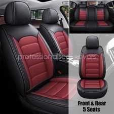 For Toyota Car Seat Cover Perforated Faux Leather Front + Rear Cushion Black+Red
