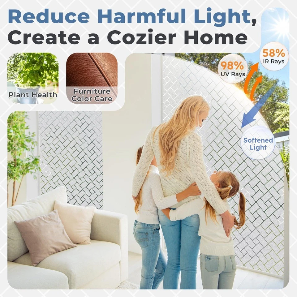 Rabbitgoo 窗户隐私膜磨砂静态粘贴贴纸装饰 Vinly — 第 4/4 张图片