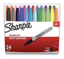 Sharpie Permanent Markers Fine Point 24 Count Assorted Colors New Sealed