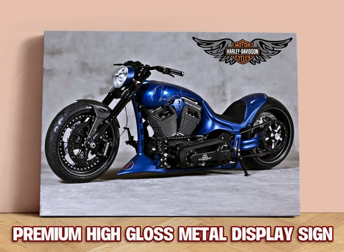 RARE HARLEY DAVIDSON PREMIUM GLOSS METAL SHOWROOM GARAGE DISPLAY SIGN Large A3