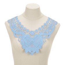 2 Pcs Lace Applique, 14" Lace Collar Floral Applique for DIY Sewing, Sky Blue