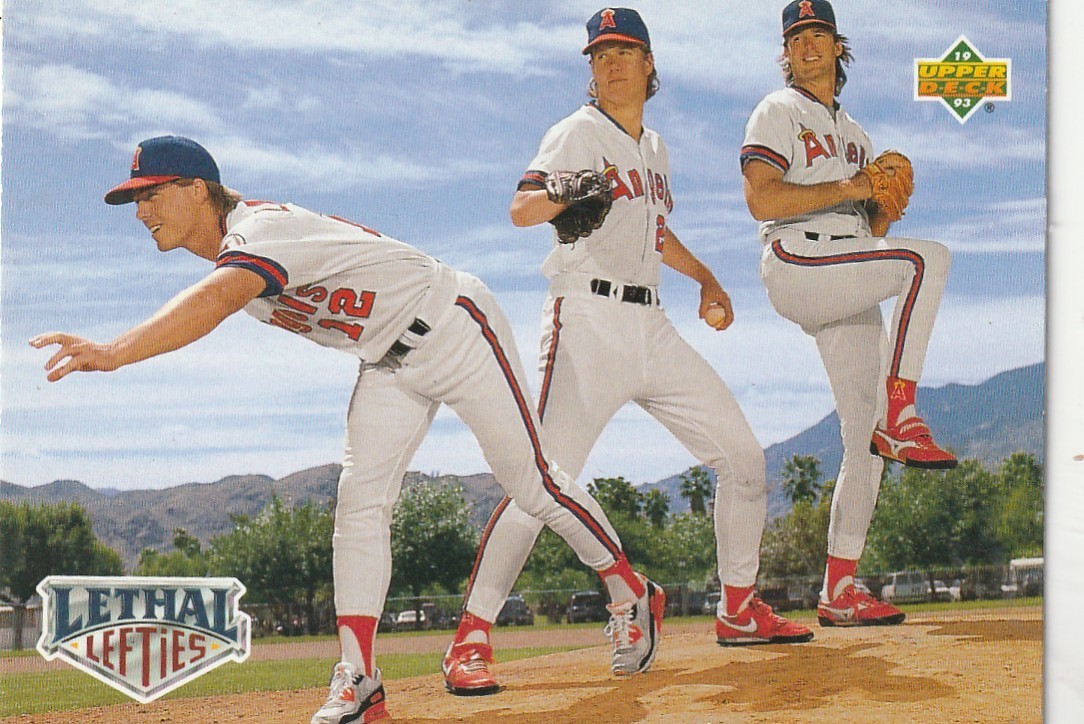 FREE SHIPPING-MINT-1992 Upper Deck Lethal Lefties Abbott, Finley, Langston #53