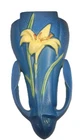 Vintage Roseville USA Art Pottery Wall Pocket Zephyr Lily Matte Blue MINT