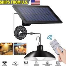 Solar Power Ceiling Pendant Light +Remote Control Outdoor Indoor Lamp Waterproof