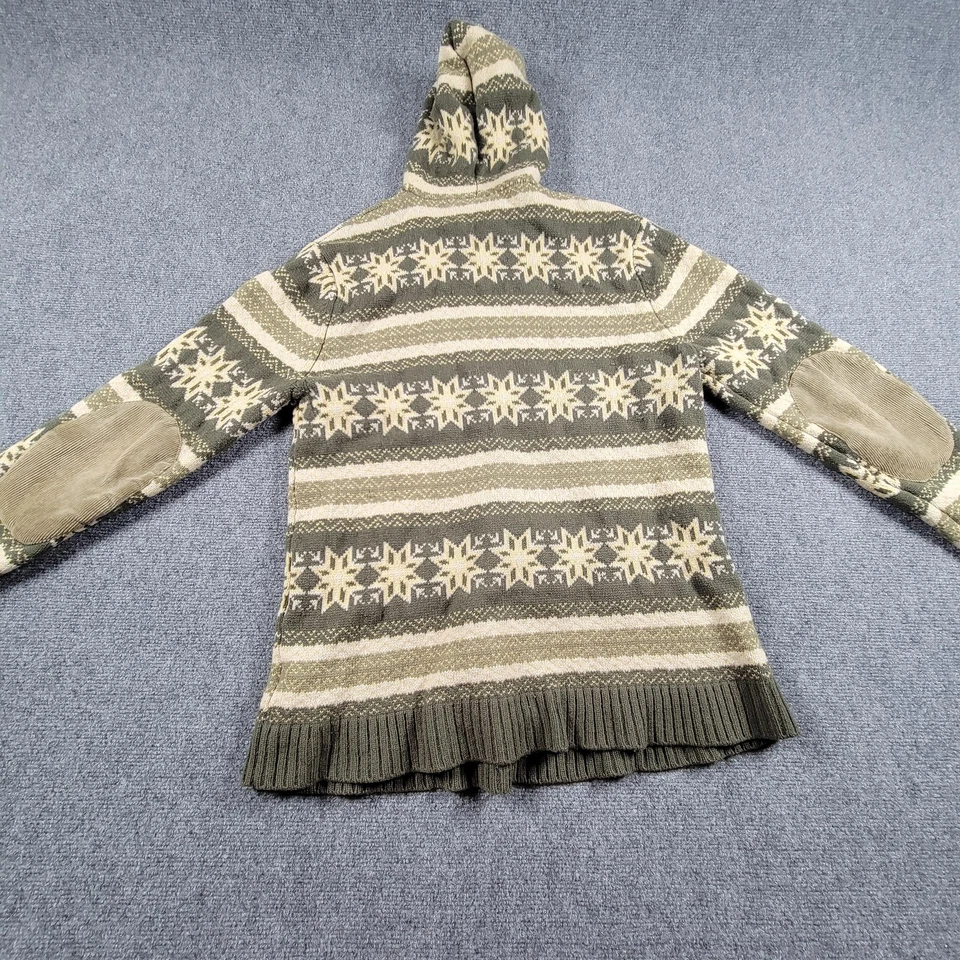 Suéter Burton Ronin Para Hombres Grande Verde Fair Isle Sudadera con Capucha Lana de Cordero Parches en el Codo Foto 2 de 4