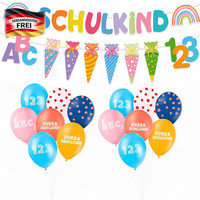 Enlace Einschulung Deko Set,Schulkind Girlande & 24 Luftballons Einschulung