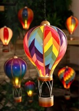 Solar Hot Air Balloon Lantern Flickering Flame Effect Light Garden Hanging Decor