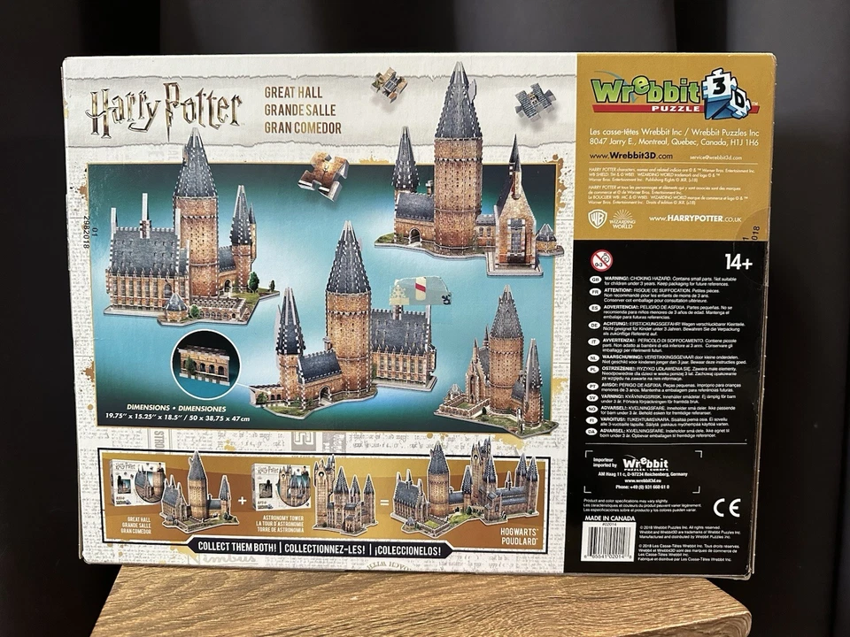 Quebra-cabeça Harry Potter Hogwarts Great Hall Wrebbit 3D 850 peças - Selado - Imagem 2 de 4