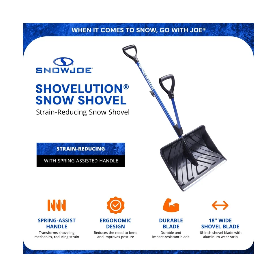 Pala de nieve Snow Joe con hoja de 18 pulgadas y mango de asistencia, 3,5 libras - Heavy-Du... Foto 2 de 4