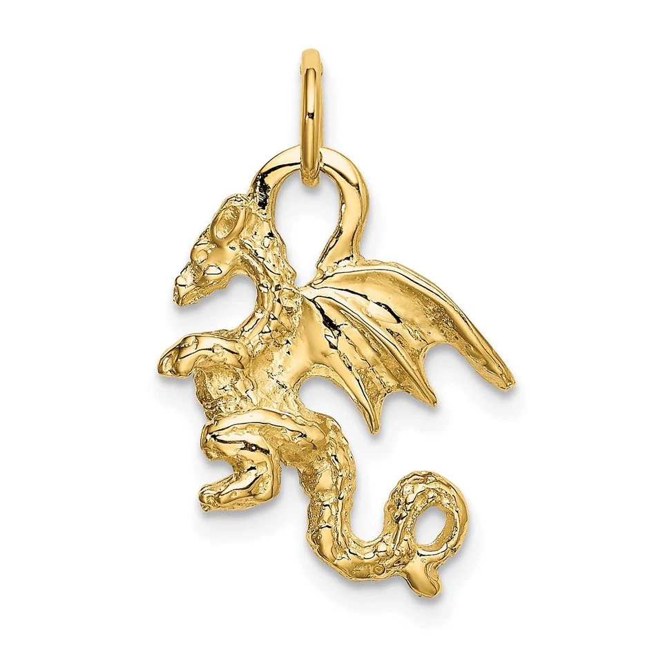 10K Yellow Gold Solid Polished 3-Dimensional Dragon Charm - Image 4 of 4