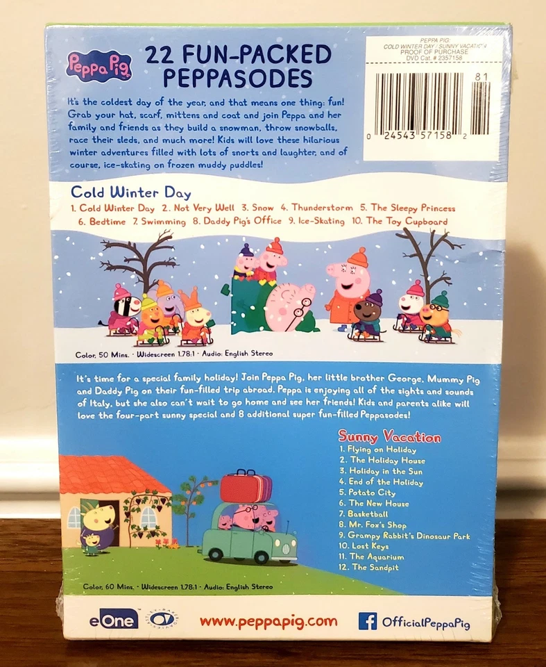 New "Peppa Pig: Cold Winter Day / Sunny Vacation" DVD Box Set Foto 2 de 3