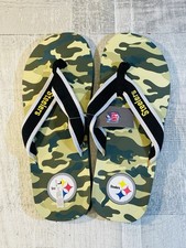 Pittsburgh Steelers NFL Camo Flip Flops Thongs Sandals Men  s Large NEW Football