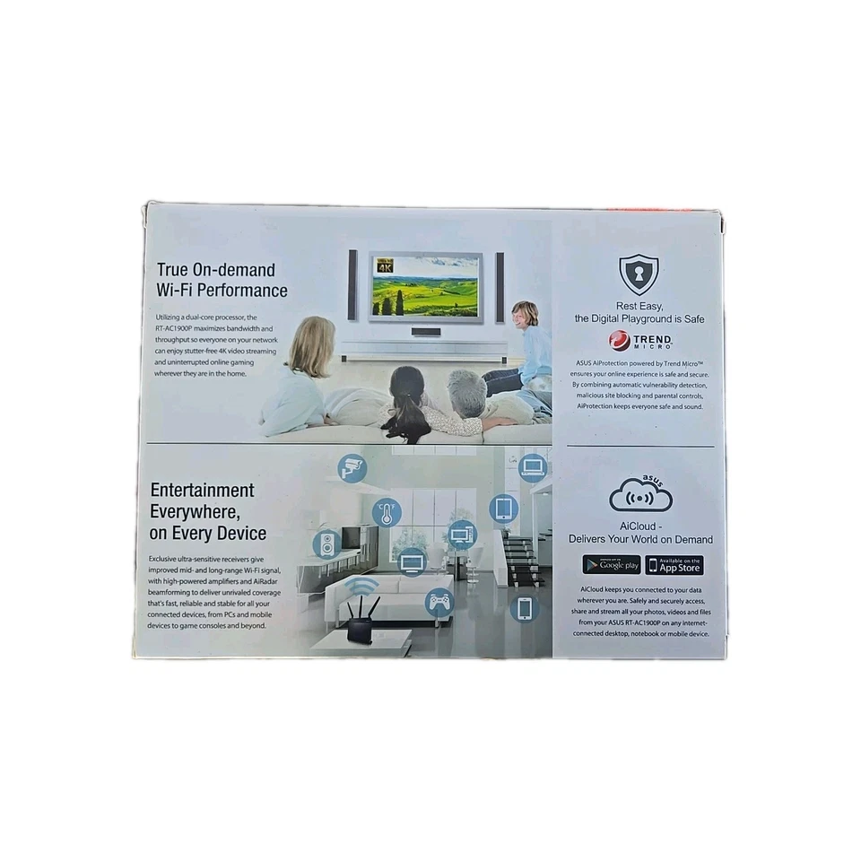 ASUS RT-AC1900P Dual-Band Wi-Fi Gigabit 1000 Mbps Wireless Gaming Router AiMesh - Image 3 of 4