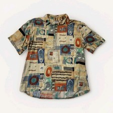 Campia Moda Hawaiian Shirt Men's Large Short Sleeve Graphic Rayon Multicolor