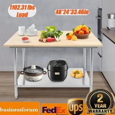 Oak Wood Top Work Table Workbench Work Table with Undershelf 500kg Load Capacity