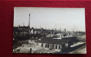 Old photo port area probably Wilhelmshaven bridge ships postcard PK