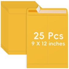 25 Pack 9 x 12 Catalog Mailing Envelopes, Self-Seal Brown Kraft 9 x 12,