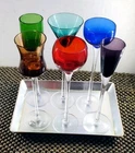 7pc Home Essentials & Beyond Set Of Long Stem Glasses Retro Liquer Set w/ Tray
