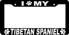 Tibetan Spaniel Dog paw print License Plate Frame
